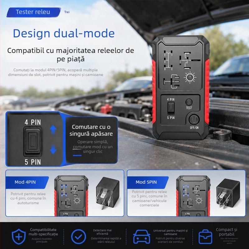 Detector relee auto USB, versiune 12V universal, sigur și stabil, baterie litiu portabilă, compatibil cu uneltele de service auto