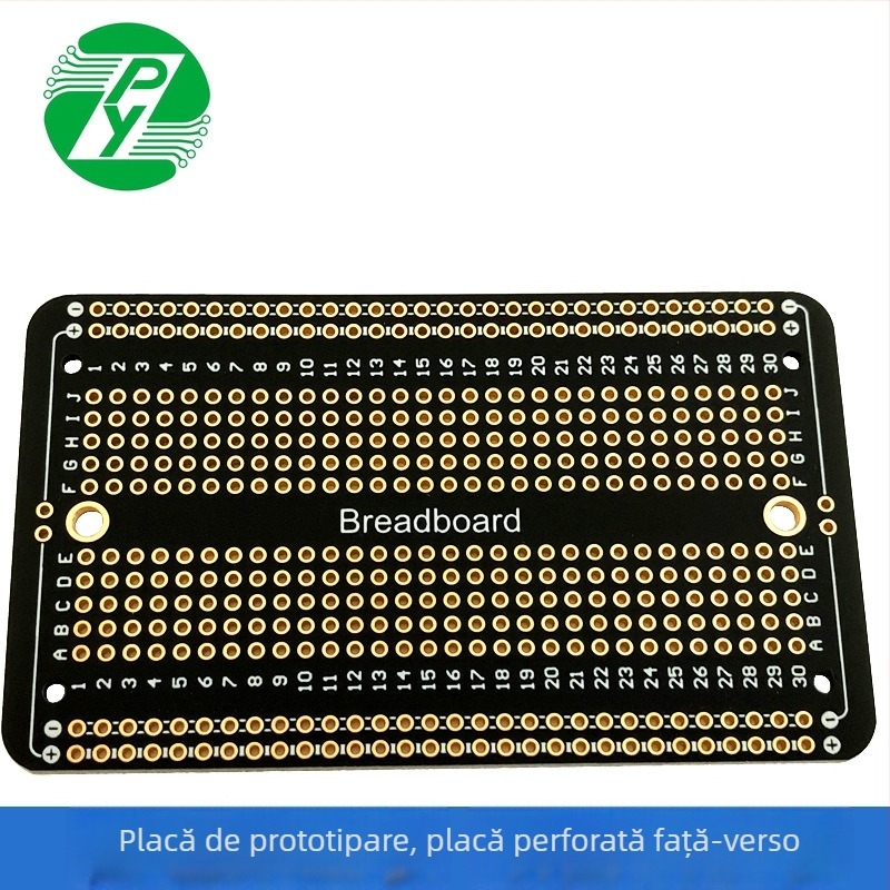 Placă universală de prototipare cu dublă față, placare cu aur, 88,9 x 52,1 mm, breadboard cu cinci găuri, placă neagră