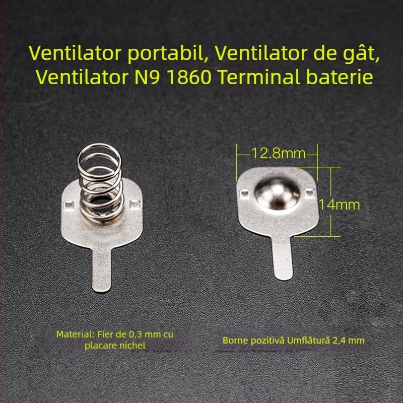 Cleme ecologice pentru baterii 18650, pentru ventilatoare portabile purtate la gât, cleme metalice pentru electronice, cleme cu arc pentru baterie N913×14