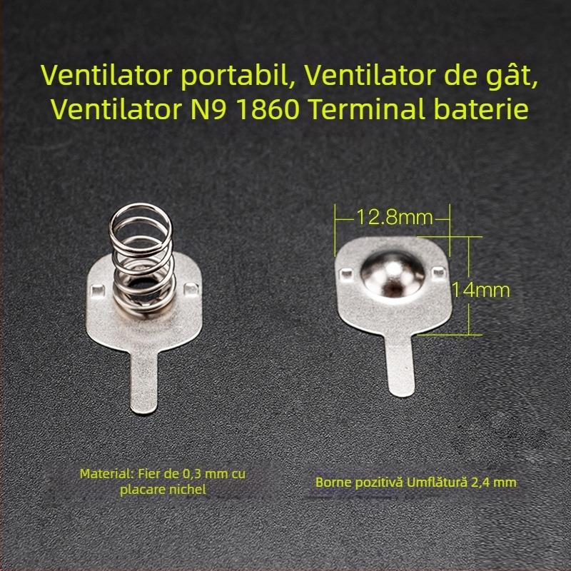 Cleme ecologice pentru baterii 18650, pentru ventilatoare portabile purtate la gât, cleme metalice pentru electronice, cleme cu arc pentru baterie N913×14