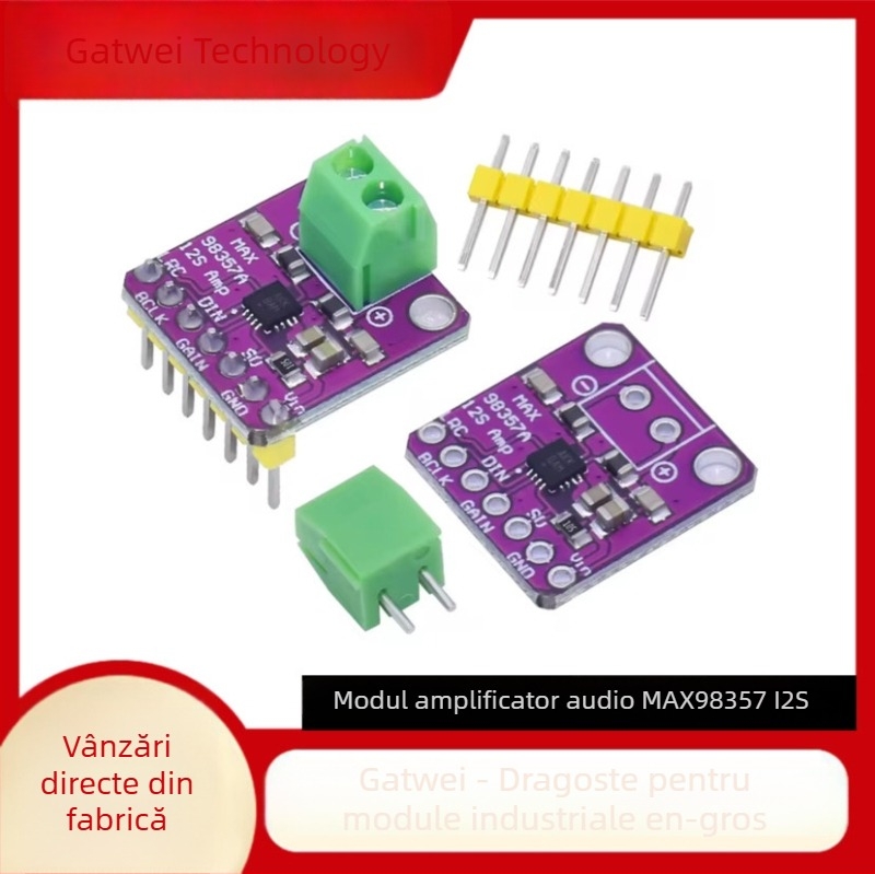 Modul amplificator audio MAX98357 I2S, amplificator Class D fără filtrare, compatibil cu ESP32 și Raspberry Pi