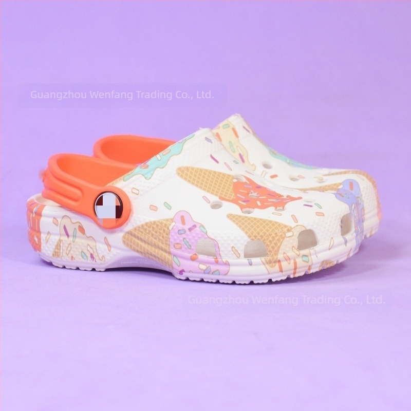 Little Shadow Kajia Pantofi copii Butterfly Ice Cream - Sandale clasice de vară cu deget închis, stil Crocs, exterior, unisex, parte superioară EVA