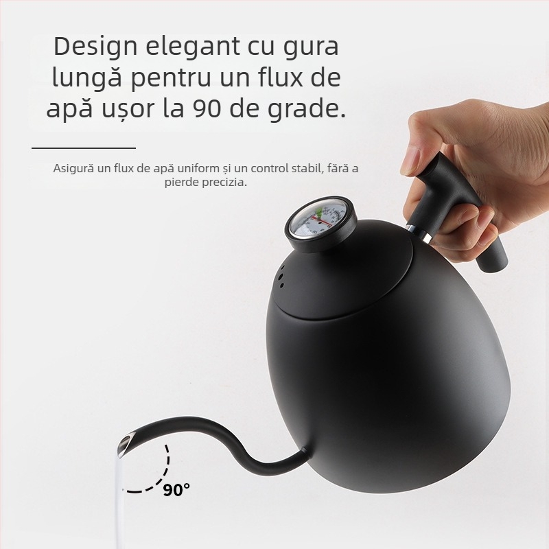Ceainic pentru cafea din oțel inoxidabil 304, gât de lebădă și gură subțire, 1,5 L