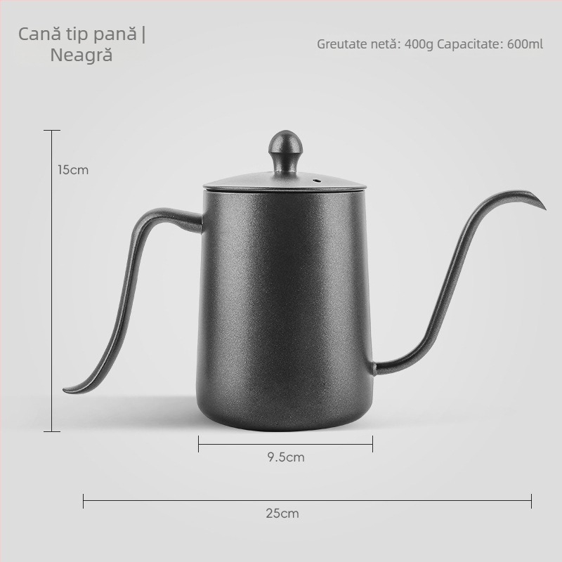 Ceainic pentru cafea din oțel inoxidabil 304, gât de lebădă și gură subțire, 1,5 L