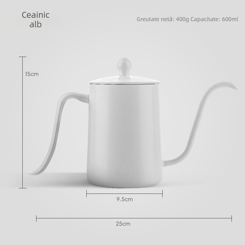 Ceainic pentru cafea din oțel inoxidabil 304, gât de lebădă și gură subțire, 1,5 L