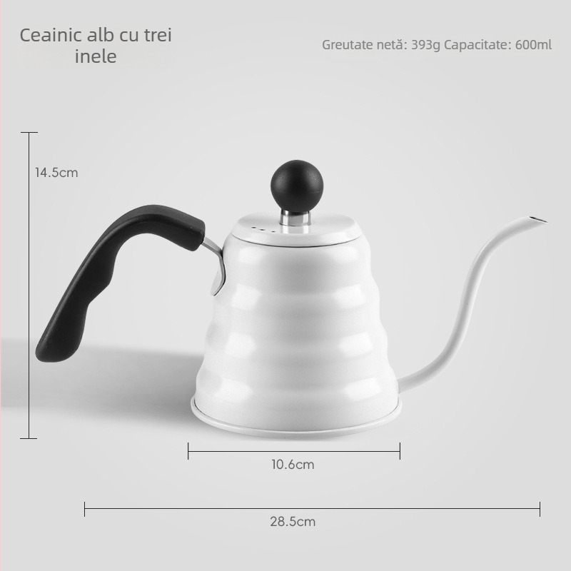 Ceainic pentru cafea din oțel inoxidabil 304, gât de lebădă și gură subțire, 1,5 L