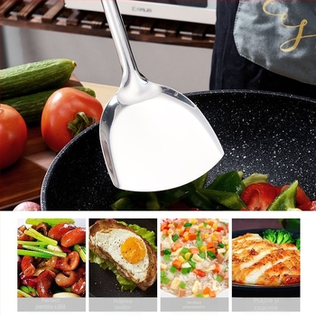 Set de ustensile de bucătărie din oțel inoxidabil: spatulă, lingură de supă, lingură cu găuri, lingură de strecurare, lingură pentru terci