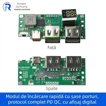 Modul de încărcare rapidă PD/QC cu protocol complet și afișaj digital, IP5356, 3.7V, power bank DIY