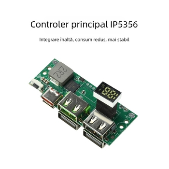 Modul de încărcare rapidă PD/QC cu protocol complet și afișaj digital, IP5356, 3.7V, power bank DIY