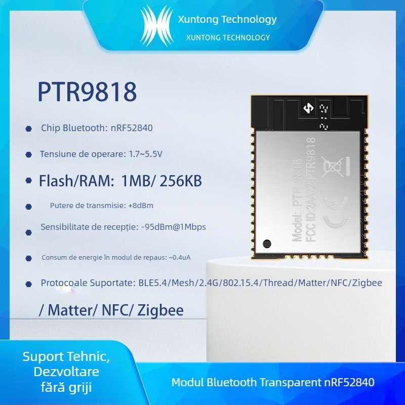 Modul Bluetooth nRF52840 PTR9818 – UART Master-Slave, transmisie transparentă pentru IoT