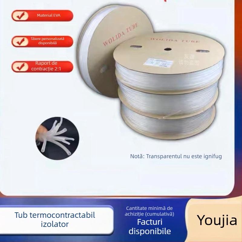 WTT Țeavă termoretractabilă transparentă 2:1 pentru fire și cabluri, protecție impermeabilă
