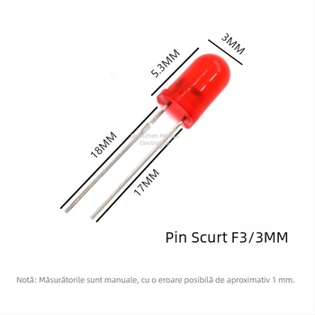 Mărgele LED F3 3 mm cu conectare directă, luminozitate înaltă albă și culori roșu, albastru, galben, portocaliu și verde smarald