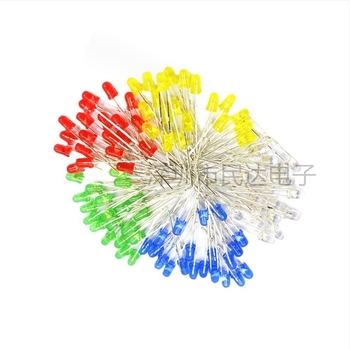 Mărgele LED F3 3 mm cu conectare directă, luminozitate înaltă albă și culori roșu, albastru, galben, portocaliu și verde smarald