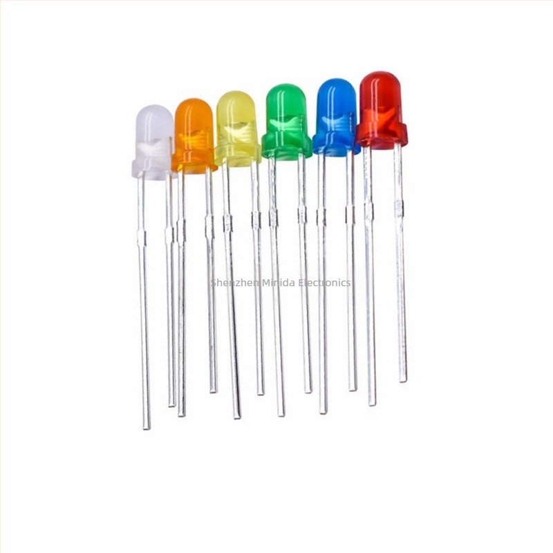 Mărgele LED F3 3 mm cu conectare directă, luminozitate înaltă albă și culori roșu, albastru, galben, portocaliu și verde smarald