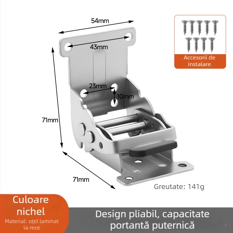 Balama pliabilă auto-blocantă la 90°, conector pentru piciorul mesei, accesorii hardware pentru masă de cafea, 180° unghi drept