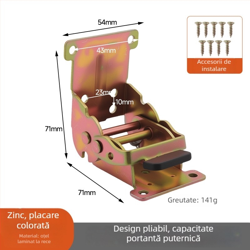 Balama pliabilă auto-blocantă la 90°, conector pentru piciorul mesei, accesorii hardware pentru masă de cafea, 180° unghi drept