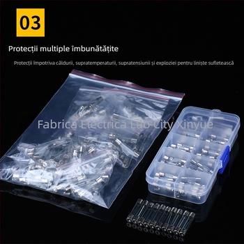 Set de 100 siguranțe din sticlă 5×20 mm și țevi ceramice de siguranță 6×30 mm pentru protecția curentului