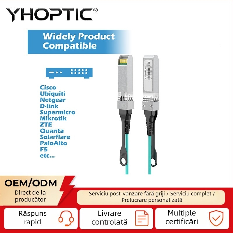 Cablu optic activ 10G SFP+ AOC, compatibil cu NIC Intel și switch-uri, cablu 10G pentru stacking