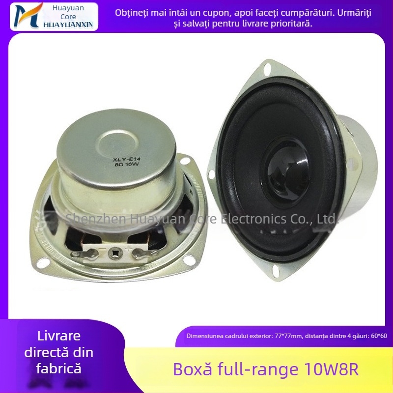 Difuzor pătrat de 3 inchi, gamă întreagă, magnet dublu, 16-core, 8 Ω, 10 W