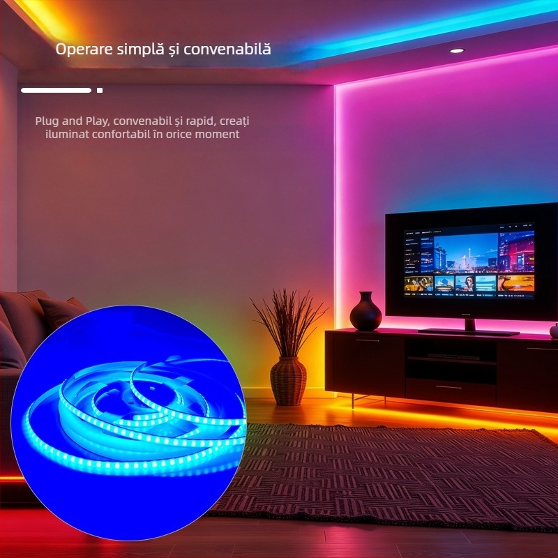 Bandă LED COB 5V cu 160 LED-uri, culoare gradient, flexibilă pentru casă inteligentă