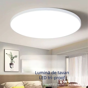 Lampa de plafon LED ultra-subțire, protecție tripla, stil minimalist modern, corp circular pentru balcon, bucătărie, hol, dormitor și sufragerie