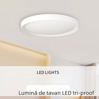 Lampa de plafon LED ultra-subțire, protecție tripla, stil minimalist modern, corp circular pentru balcon, bucătărie, hol, dormitor și sufragerie