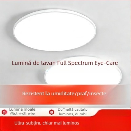 Lampa de plafon LED ultra-subțire, protecție tripla, stil minimalist modern, corp circular pentru balcon, bucătărie, hol, dormitor și sufragerie