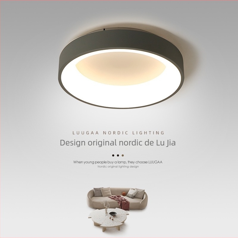Lampă LED de tavan în stil crem pentru dormitor, design nordic modern minimalist, iluminare caldă și romantică pentru living
