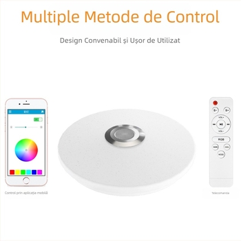 Lumină de plafon LED, design modern minimalist, rotundă, Bluetooth cu muzică, control prin aplicație, schimbare de culoare, pentru dormitor și living