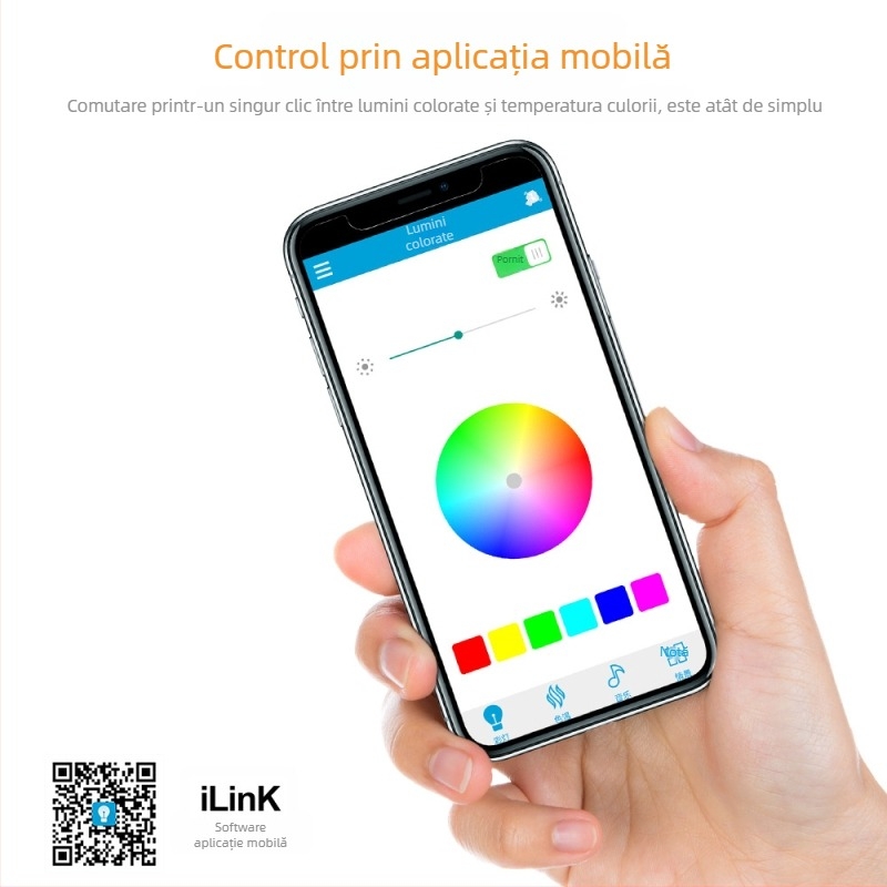 Lumină de plafon LED, design modern minimalist, rotundă, Bluetooth cu muzică, control prin aplicație, schimbare de culoare, pentru dormitor și living