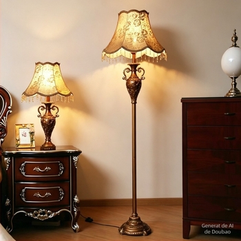 Lampă de podea din rășină, stil european, design retro american pentru living și dormitor.