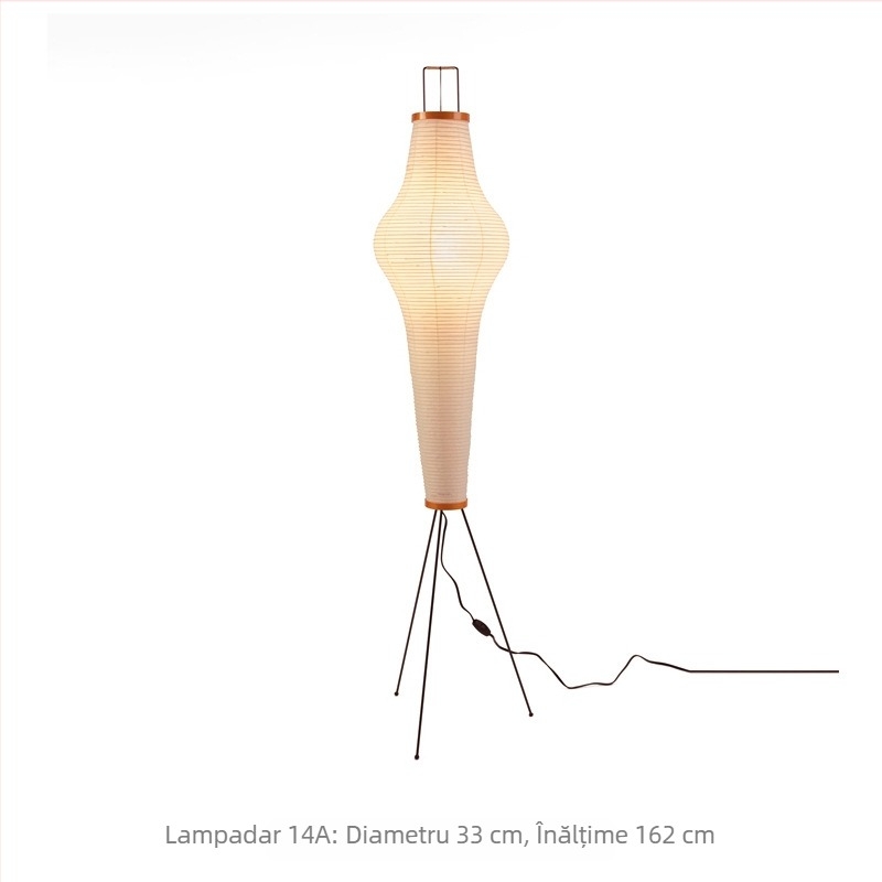 Lampă de podea japoneză din hârtie de orez, stil muson, design decorativ creativ pentru living și birou