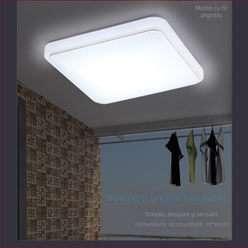 Lampa de plafon LED pătrată pentru dormitor, stil modern minimalist, potrivită pentru balcon, bucătărie, baie și hol.