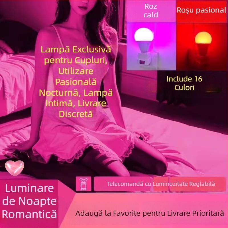 Lampă roz romantică pentru dormitor, veioză cu priză pentru cupluri