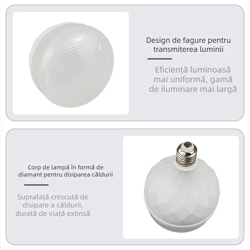Lampă LED cu design fagure cristal, fără pâlpăire, protecție triplă, pentru uz casnic, bază E27