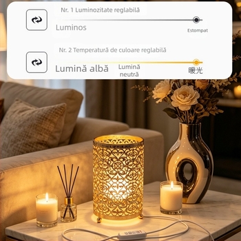 Lampă de masă LED cu reglare a intensității, veioză de noapte pentru dormitor, ornament metalic decorativ pentru masă și atmosferă de petrecere