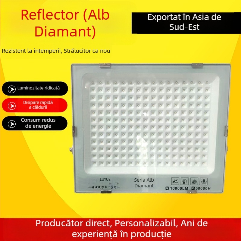 Proiector LED impermeabil, ultra-luminos, pentru exterior, șantiere și fabrici
