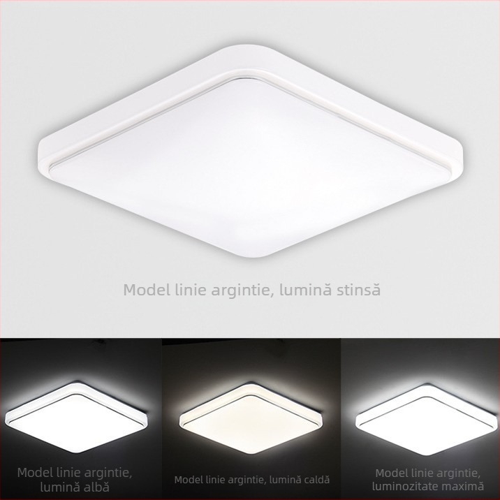 Lampa de plafon LED – stil minimalist modern, dreptunghiulară, pentru living, dormitor, birou, balcon și bucătărie