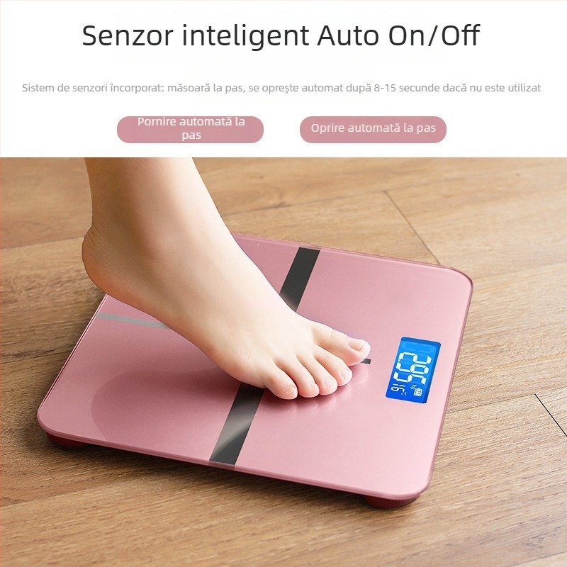 Cântar electronic inteligent pentru uz casnic, cu încărcare USB, măsurare a temperaturii camerei și analiză a grăsimii corporale pentru adulți