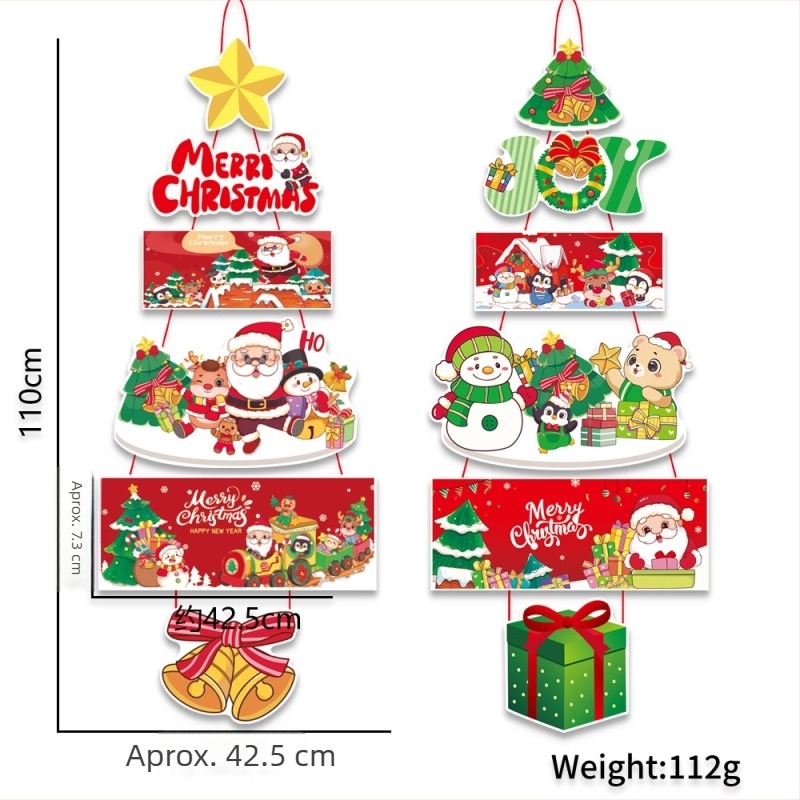 Pandantiv de ușă din hârtie de Crăciun cu Moș Crăciun și brad – decor pentru pridvor