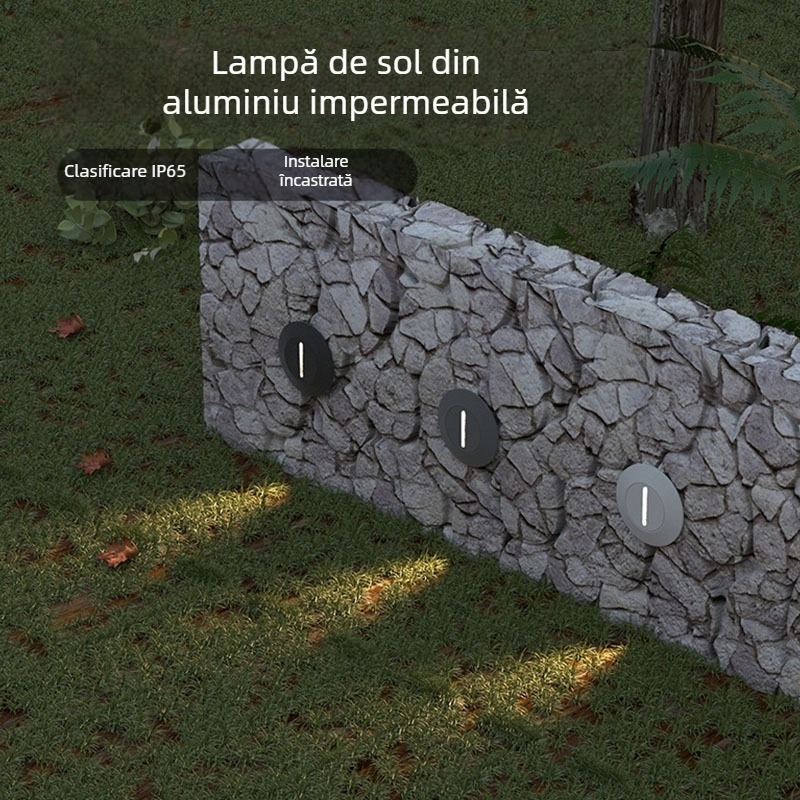 Lumină de podea exterioră, bandă verticală lungă, încastrată, 3W, fascicul unic, pentru curți, trepte și unghiuri de perete