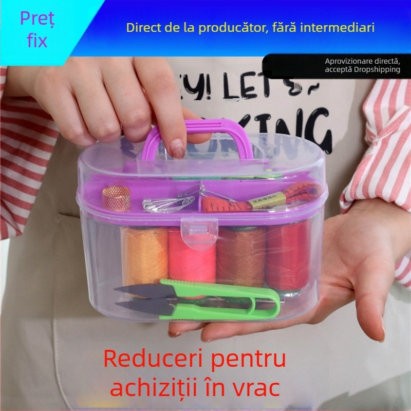 Set de cusut în cutie, 10 piese, ace cu vârf aurit, dimensiune mare, unelte de cusut pentru casă cu riglă, trusă de cusut portabilă pentru călătorii