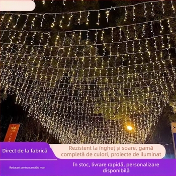 Lampi LED ice-strip cu perdea de lumini, 4 m, 96 LED, 3000K, IP43, 220V, controller cu 8 funcții, decor interior/exterior