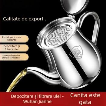 Recipient din oțel inoxidabil cu filtru pentru ulei, fără scurgeri, pentru ulei și oțet, bucătărie, de calitate alimentară