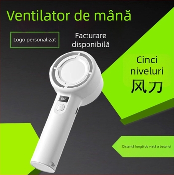 Ventilator de mână USB, mic, cu afișaj digital, 5 viteze, liniștit