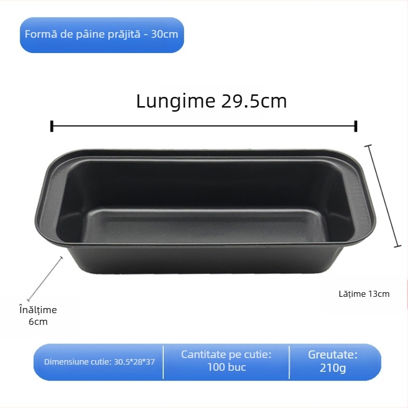 Formă din oțel carbon pentru toast, tavă dreptunghiulară lungă, antiaderentă, pentru prăjituri și pizza