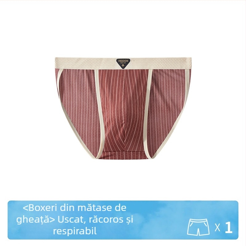 Boxeri bărbați antibacterieni, cu dungi, din ice silk
