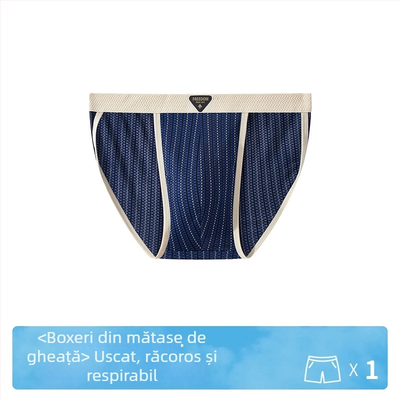 Boxeri bărbați antibacterieni, cu dungi, din ice silk