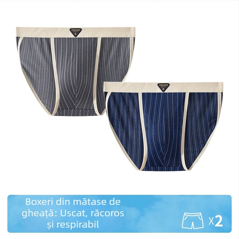 Boxeri bărbați antibacterieni, cu dungi, din ice silk