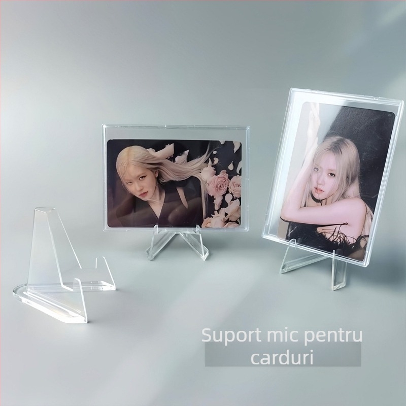 Suport de afișaj din acril transparent în formă de V pentru monede comemorative, ornament de birou, suport pentru carduri și depozitare de carduri ale fanilor